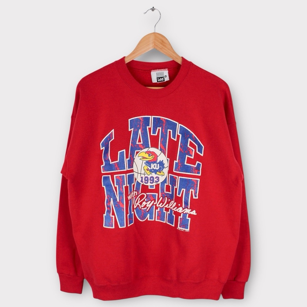Vintage Kansas Jayhawks Late Night Roy Williams 1993 Sweatshirt Red Size XL
